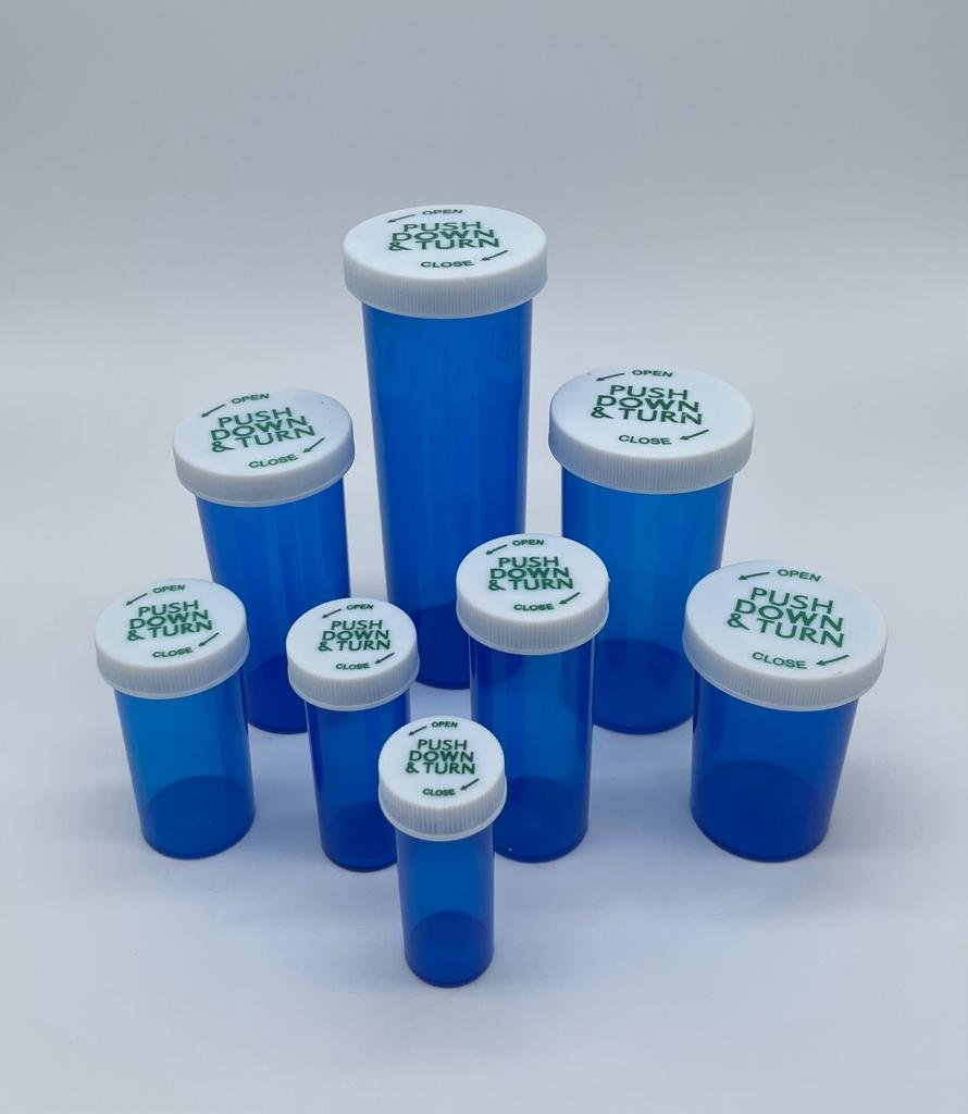 Blue Vials Push & Turn Child Resistant