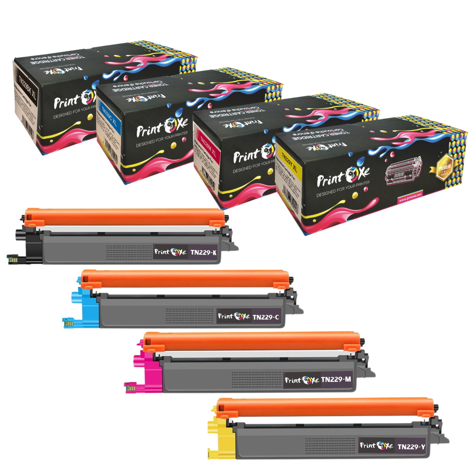 TN229 Compatible Toner Cartridges – Set of 4 (Black / Cyan / Magenta / Yellow)